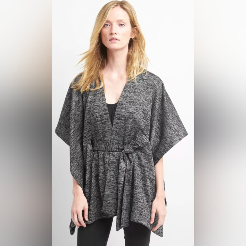 Gap | Marled tie-waist poncho | Charcoal Heather | Size XS/S